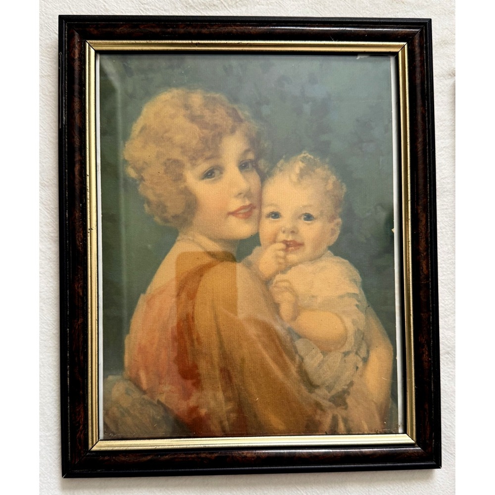 Vtg/Antique Gallery Wall Framed Print & Poem Lot of 6 As-Is TLC Motherhood 1920s - Picture 2 of 16